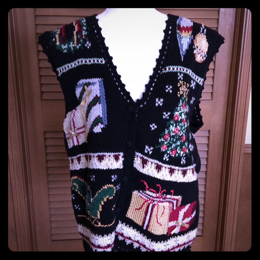 Vintage Tiara Ugly Christmas Sweater Vest